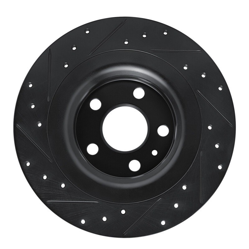Volvo XC60 Brake Rotor (1) - Rear Right - R1 Concepts - Drilled & Slotted - Black - `18-`25